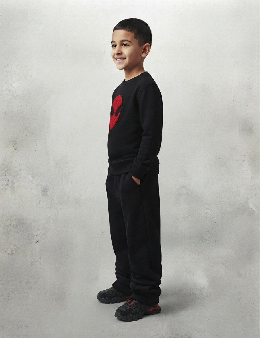 Spider-Man Patch Black Baggy Fleece Tracksuit