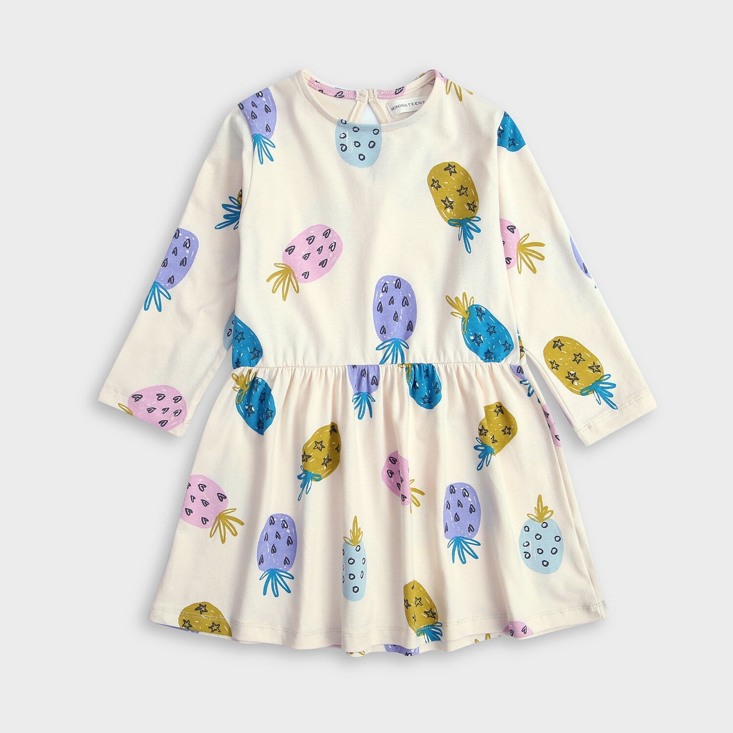 Premium Quality Off-White Printed Jersey Frock For Girls (121675)