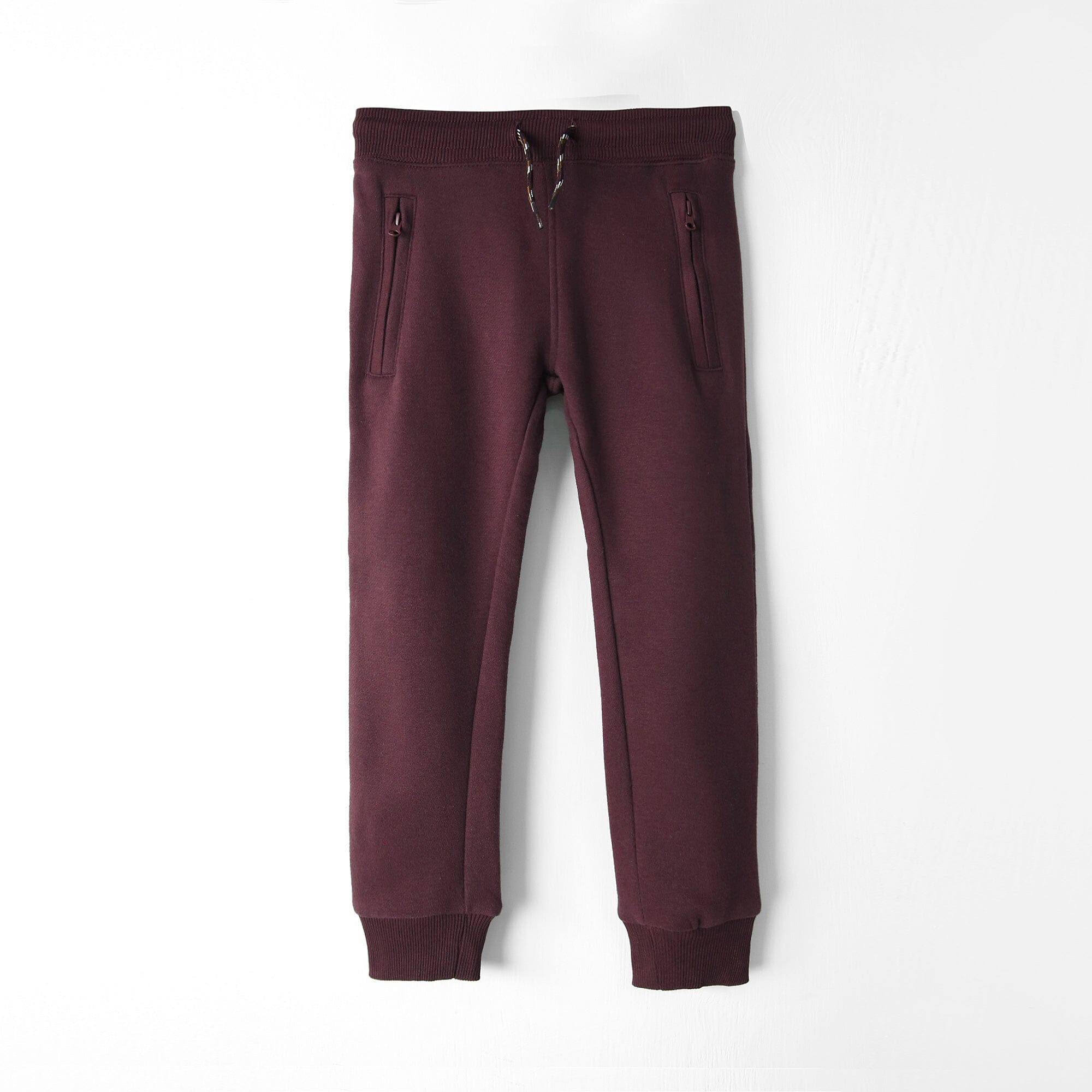 Premium Quality Burgundy Zip Pocket Fleece Jogger Trouser For Kids (121425)