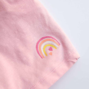 Imported Premium Quality Pink Organic Cotton Printed Short For Girls (120870)