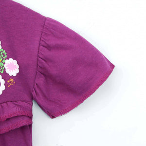 Girls Printed Soft Cotton Cut & Sew Dark Purple Frock
