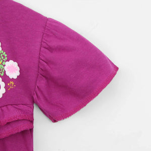 Girls Printed Soft Cotton Cut & Sew Purple Frock
