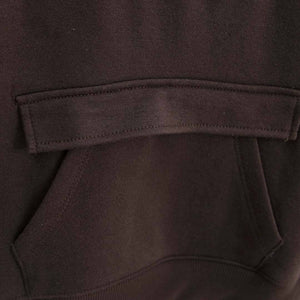 Brown Pull-Over Printed Patch Kangaroo Pocket Hoodie For Kids (120908)