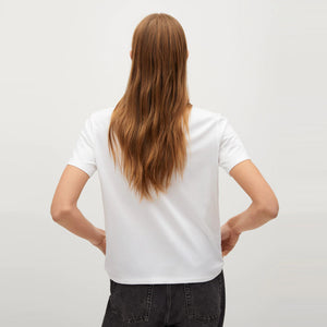Premium Quality "Tropical" White Cotton Blend T-Shirt For Women (11203)