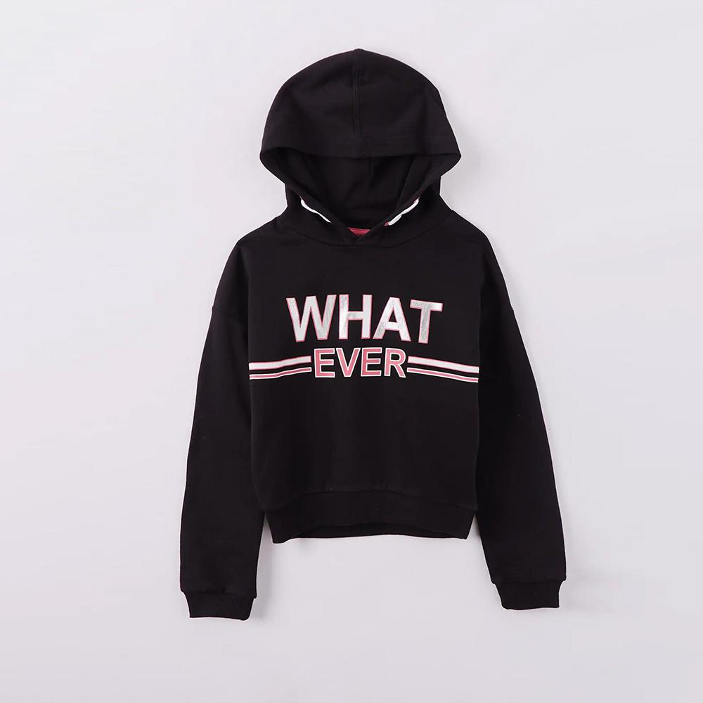 Premium Quality Black Crop Hoodie with Ultra Print for girls (30126)