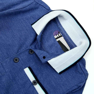 Premium Quality Blue Contrast Rib Soft Cotton Polo Shirt For Boys (120490)