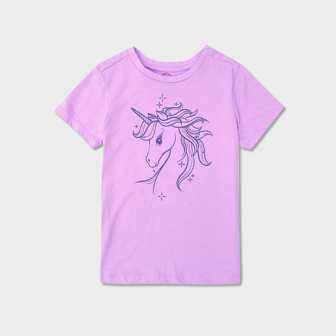 Premium Quality Purple "Unicorn" Printed T-Shirt For Girls (120394)