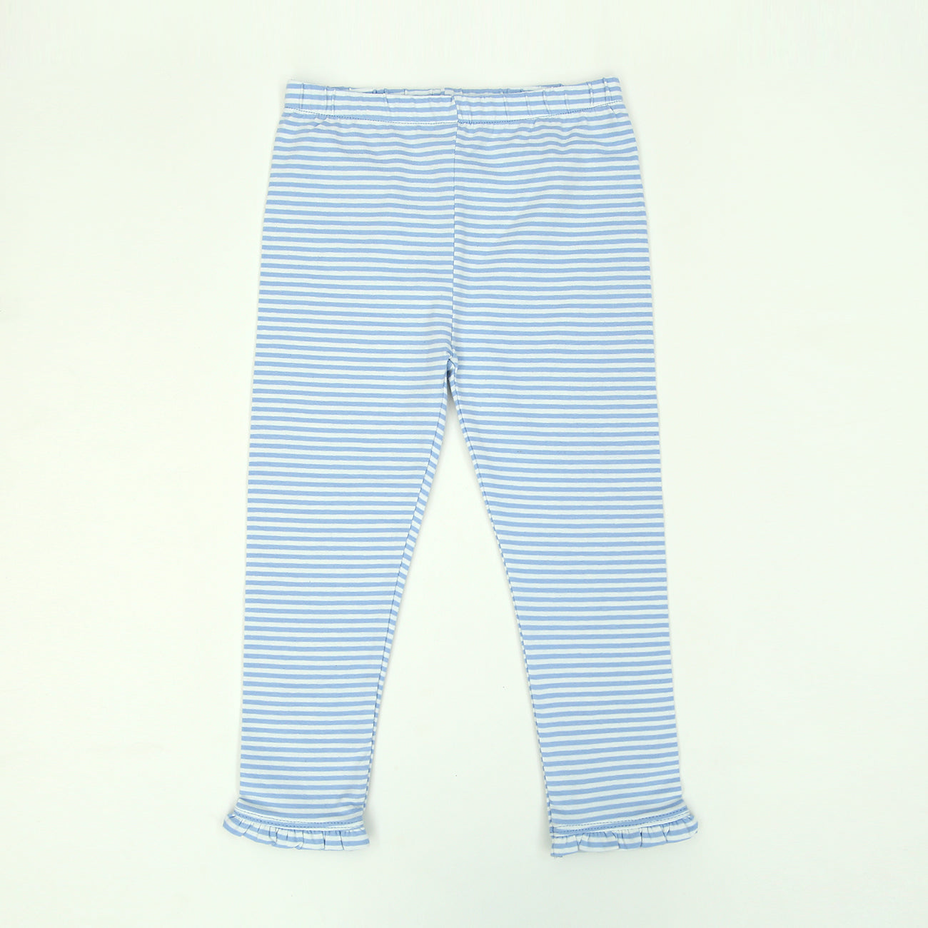Imported Light Blue & White Stripes Soft Cotton Legging For Girls (11555)