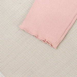 Girls Ribbed Salmon Pink Winter Leggings with Front Pocket (30203)