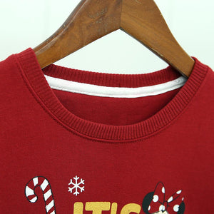 Premium Quality Red Graphic Soft Fleece Sweatshirt For Girls (10252)