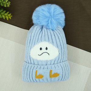 Premium Quality Knitted Fur Lined Wool Soft Stretch Cap For Kids