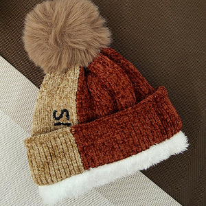 Premium Quality "SMILE" Embroidered Knitted Fur Lined Wool Soft Cap For Kids