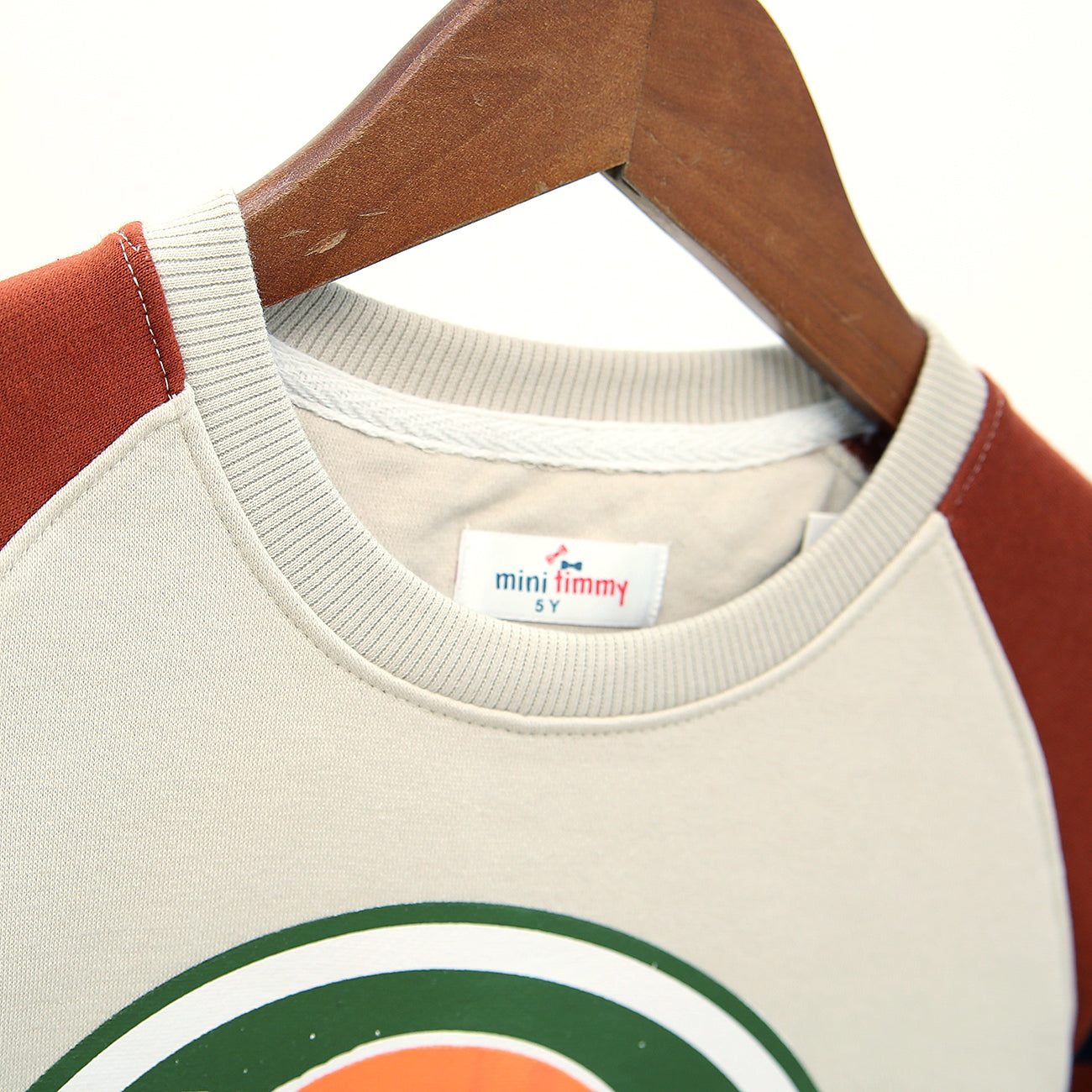 Premium Quality Contrast Raglan Sleeves Graphic Fleece Sweatshirt For Kids (120008)