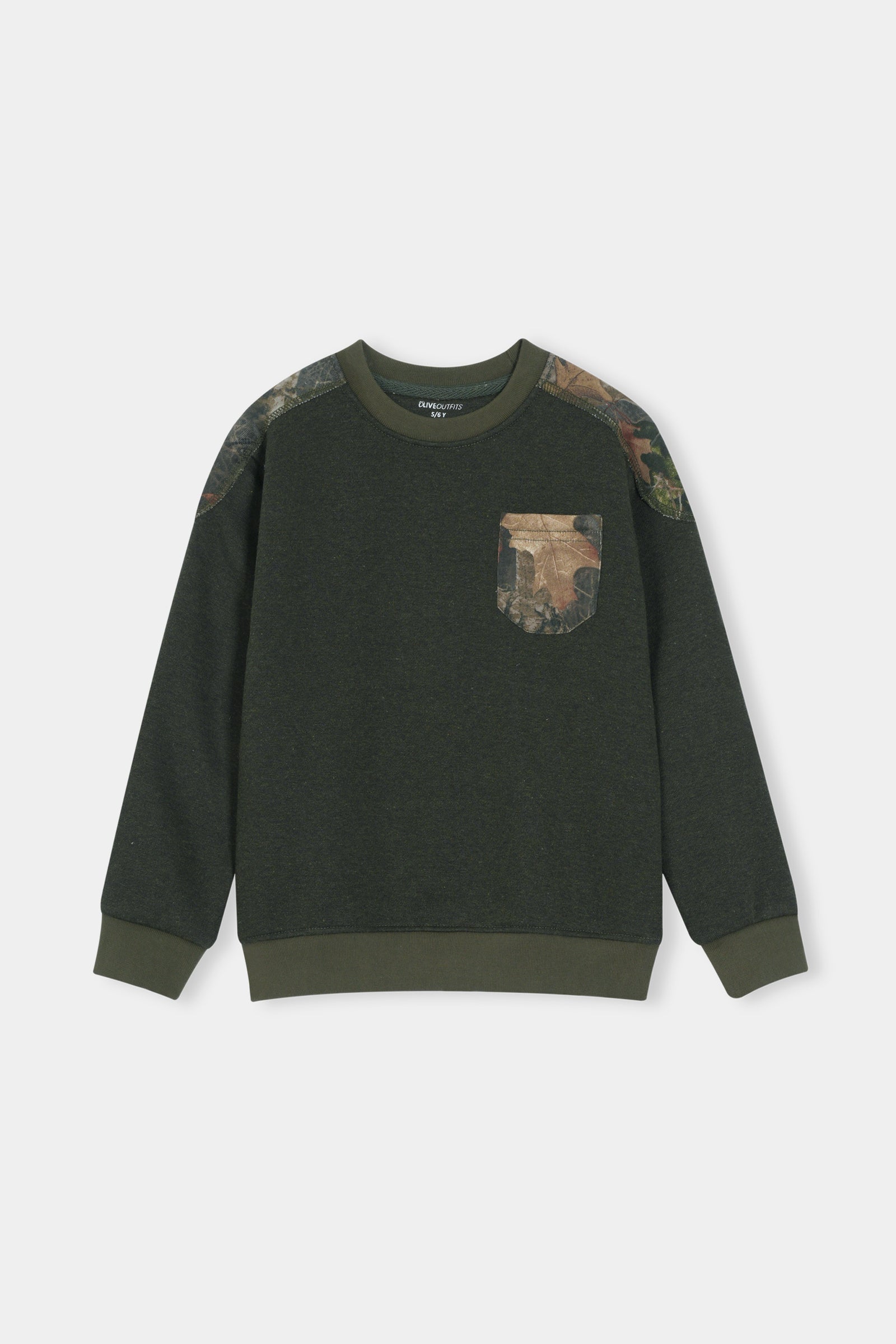 Boys Camo Patch Sweatshirt & Jogger Set – Forest Green