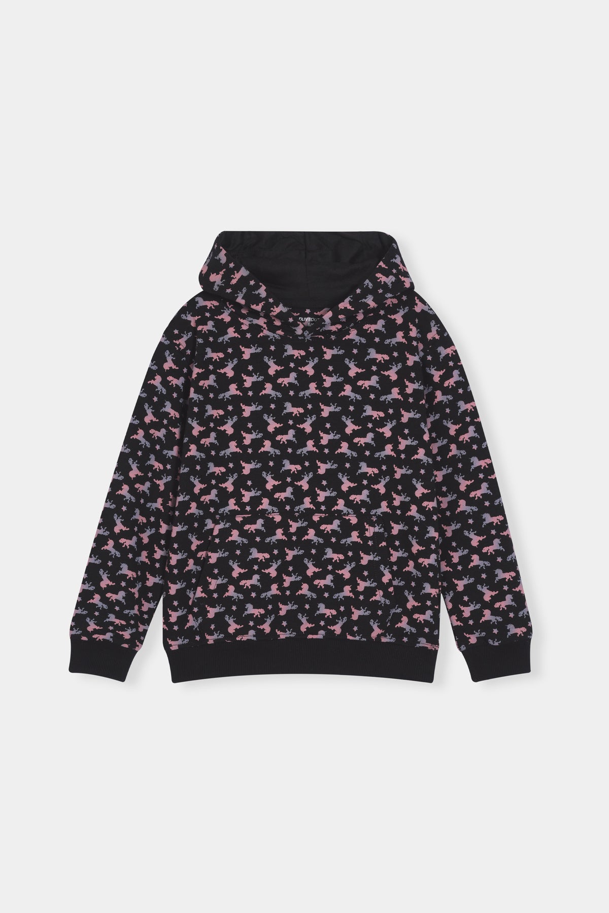 Boys Unicorn Print Hoodie & Joggers Set – Black & Pink