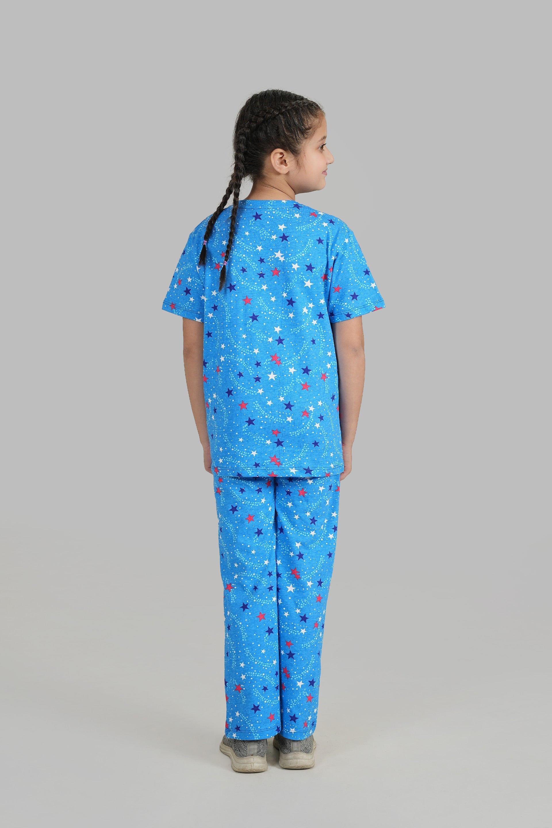 Girls All-Over Printed Soft Cotton Night Suit