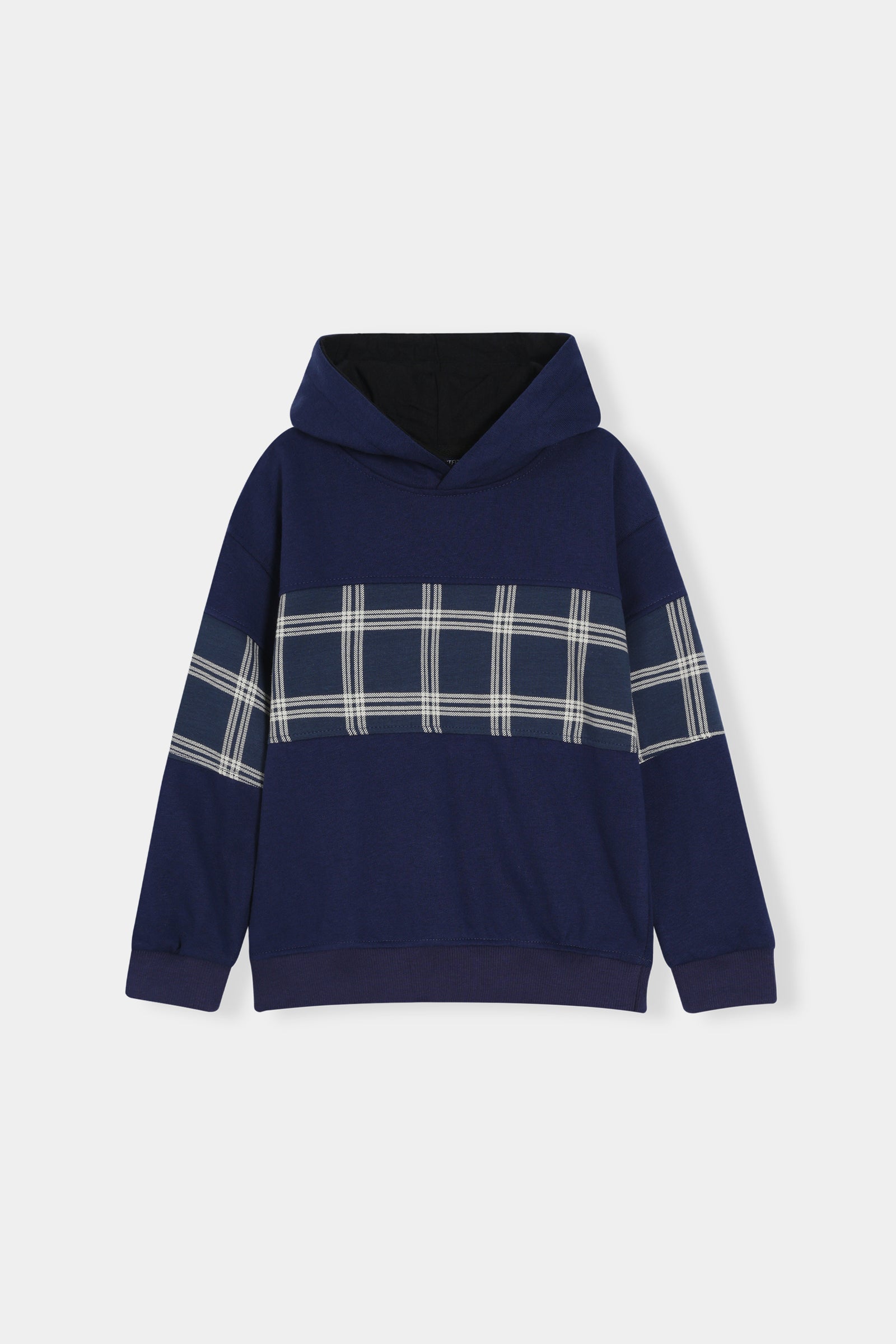 Boys Navy Grid Stripe Hoodie & Jogger Set