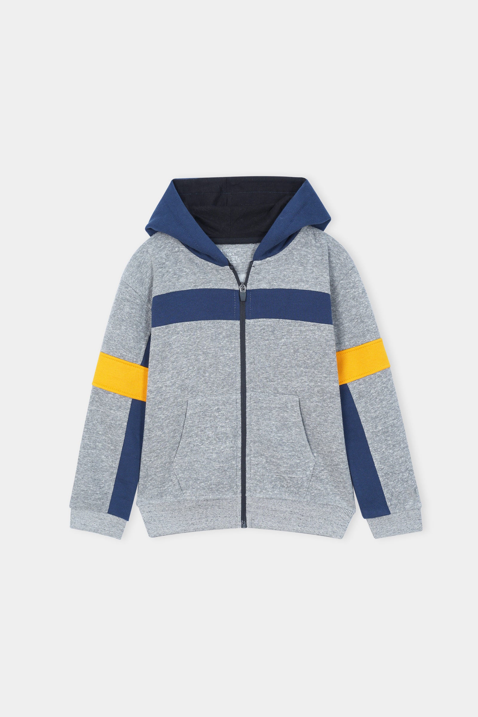 Heather Blue Zip-Up Tracksuit – Bold Stripes for Active Days