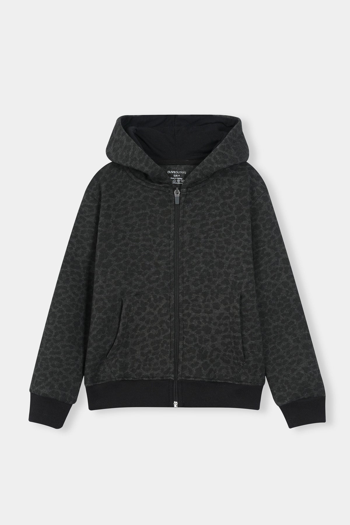 Boys Black Leopard Print Hoodie & Jogger Set