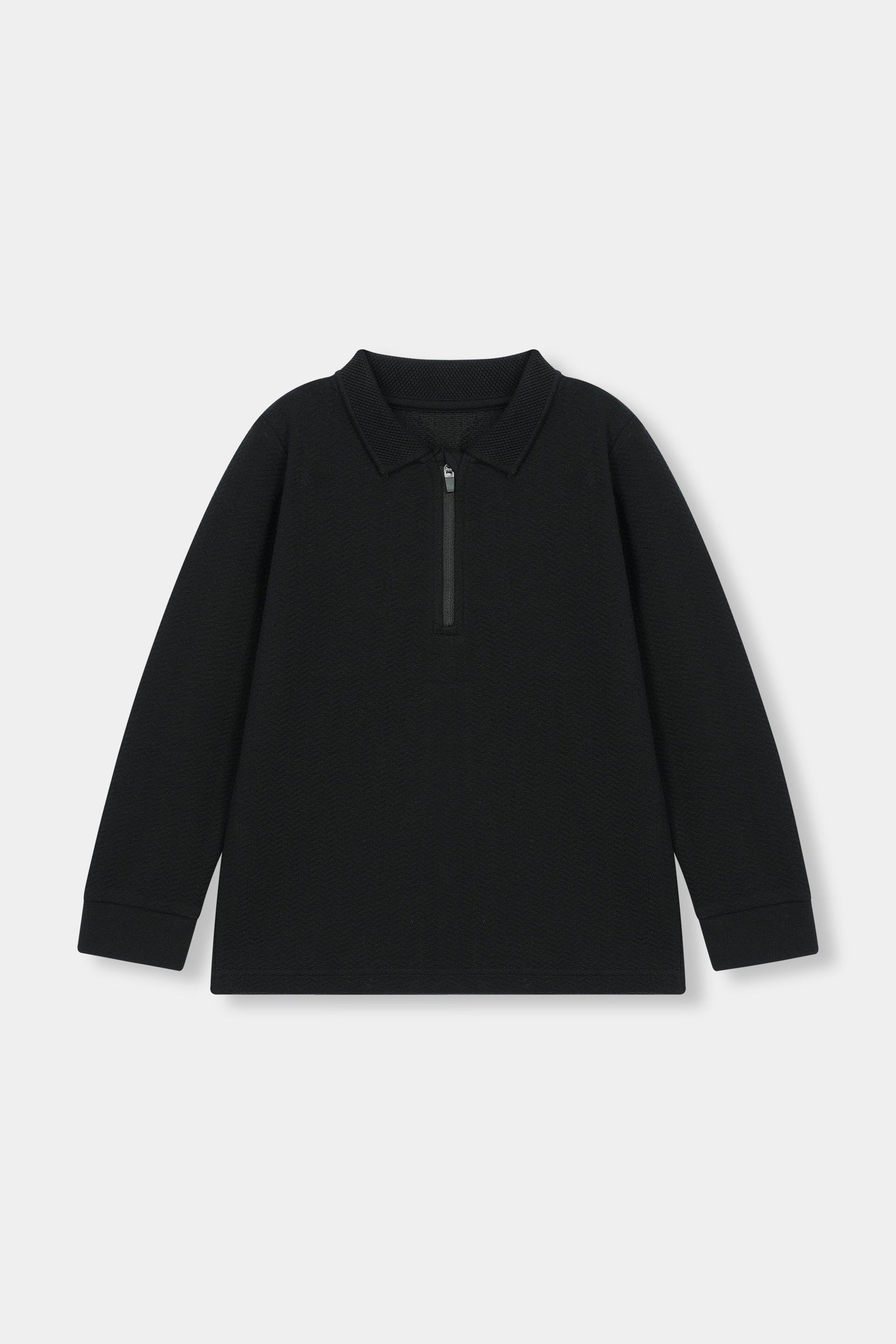 Classic Black Half-Zip Polo Sweatshirt