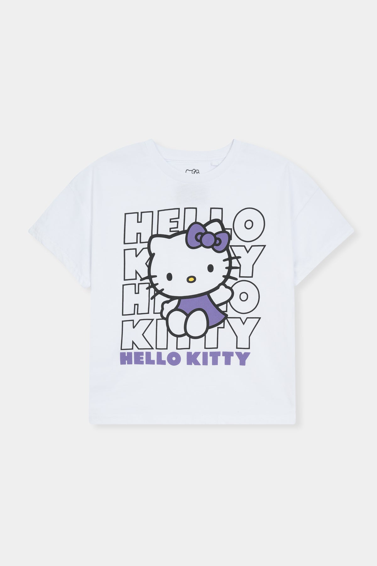 Kids White Cotton T-Shirt with Hello Kitty Graphic Print