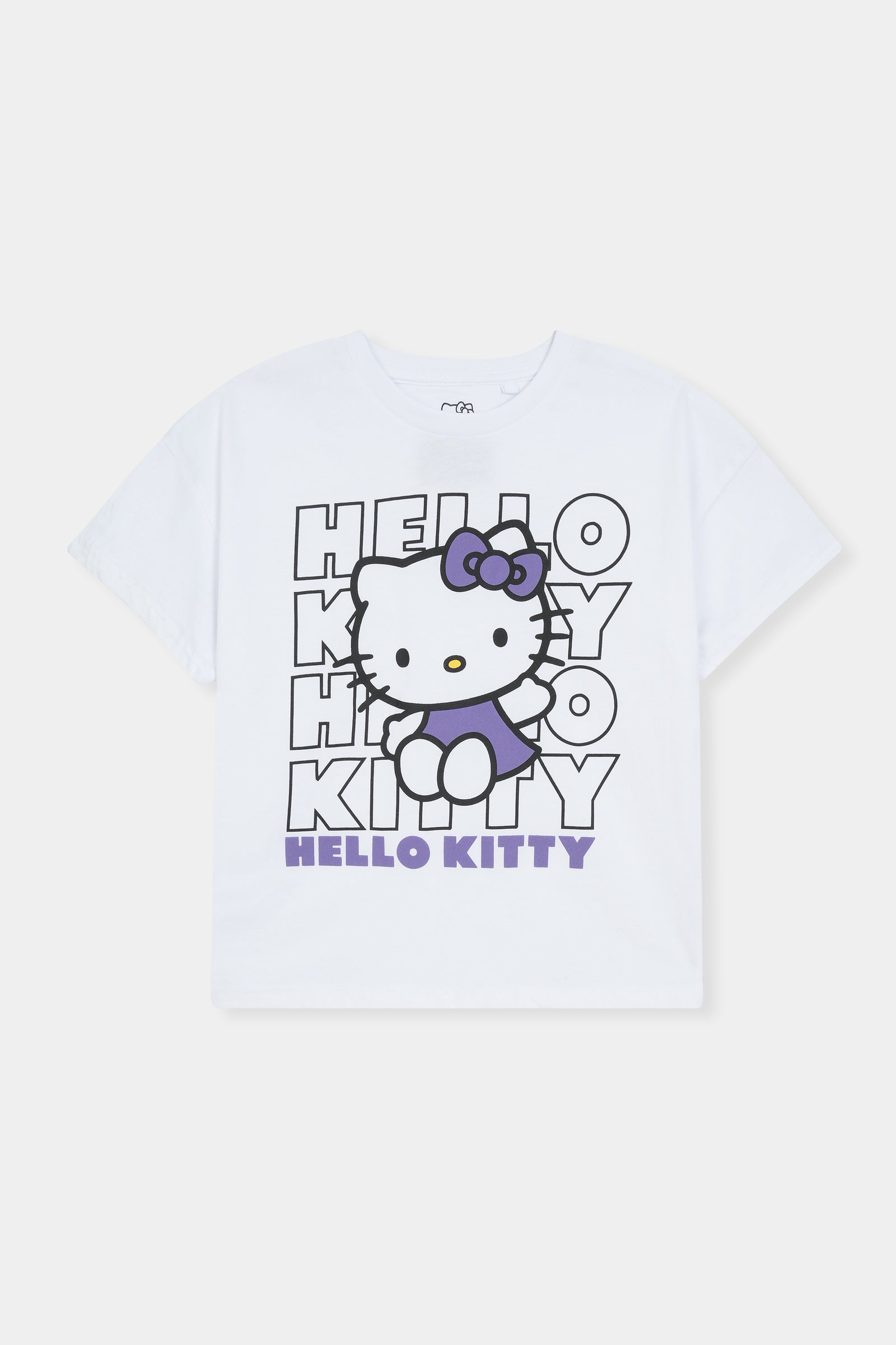 Kids White Cotton T-Shirt with Hello Kitty Graphic Print