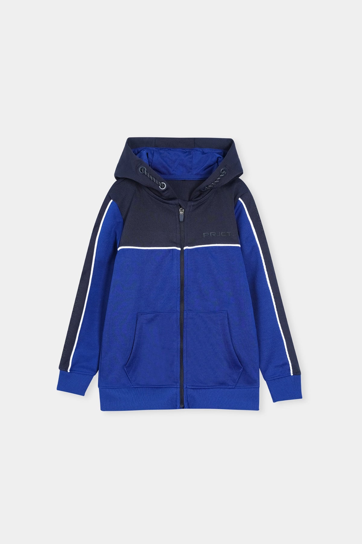 Blue and Navy Hooded Tracksuit Set with Zip-Up Jacket and Joggers