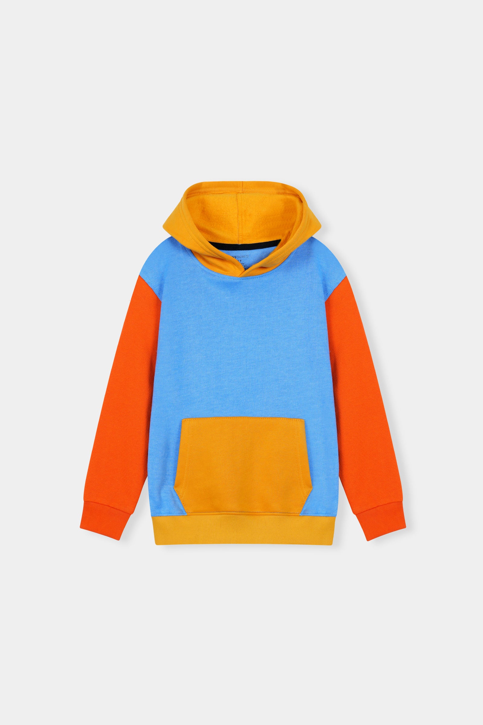 Boys Colorblock Hoodie & Jogger Set – Blue, Orange & Mustard