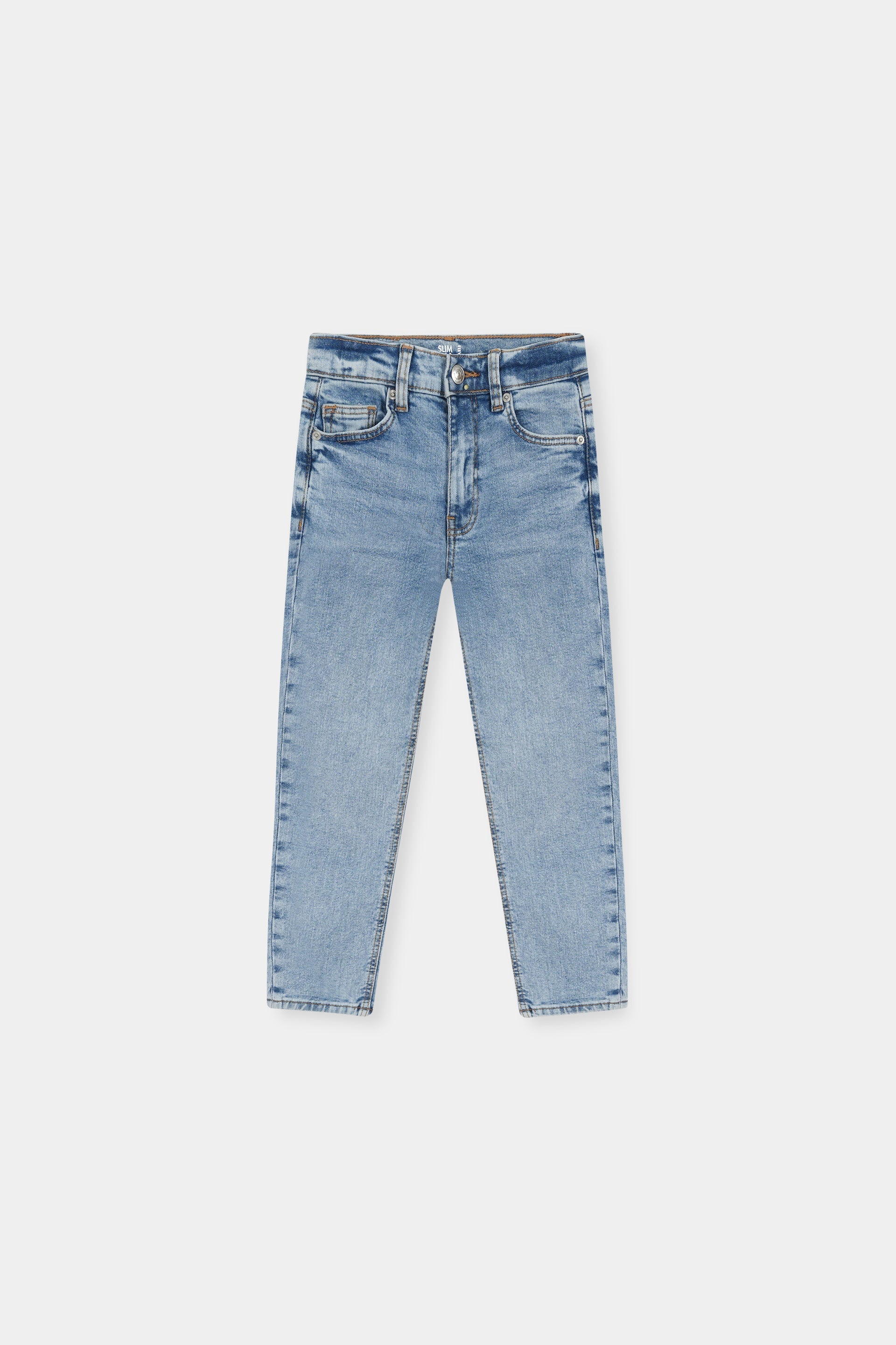 Washed Blue Slim Fit Jeans For Boys