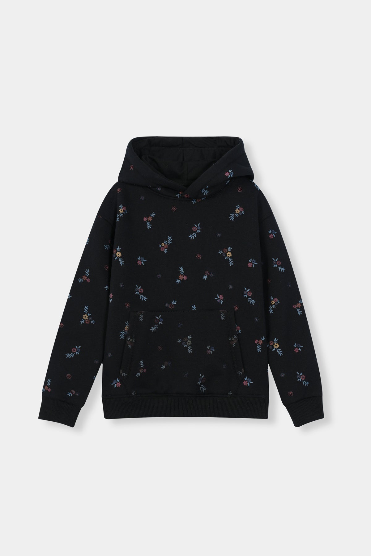 Boys Cozy Floral Black Hoodie and Jogger Set