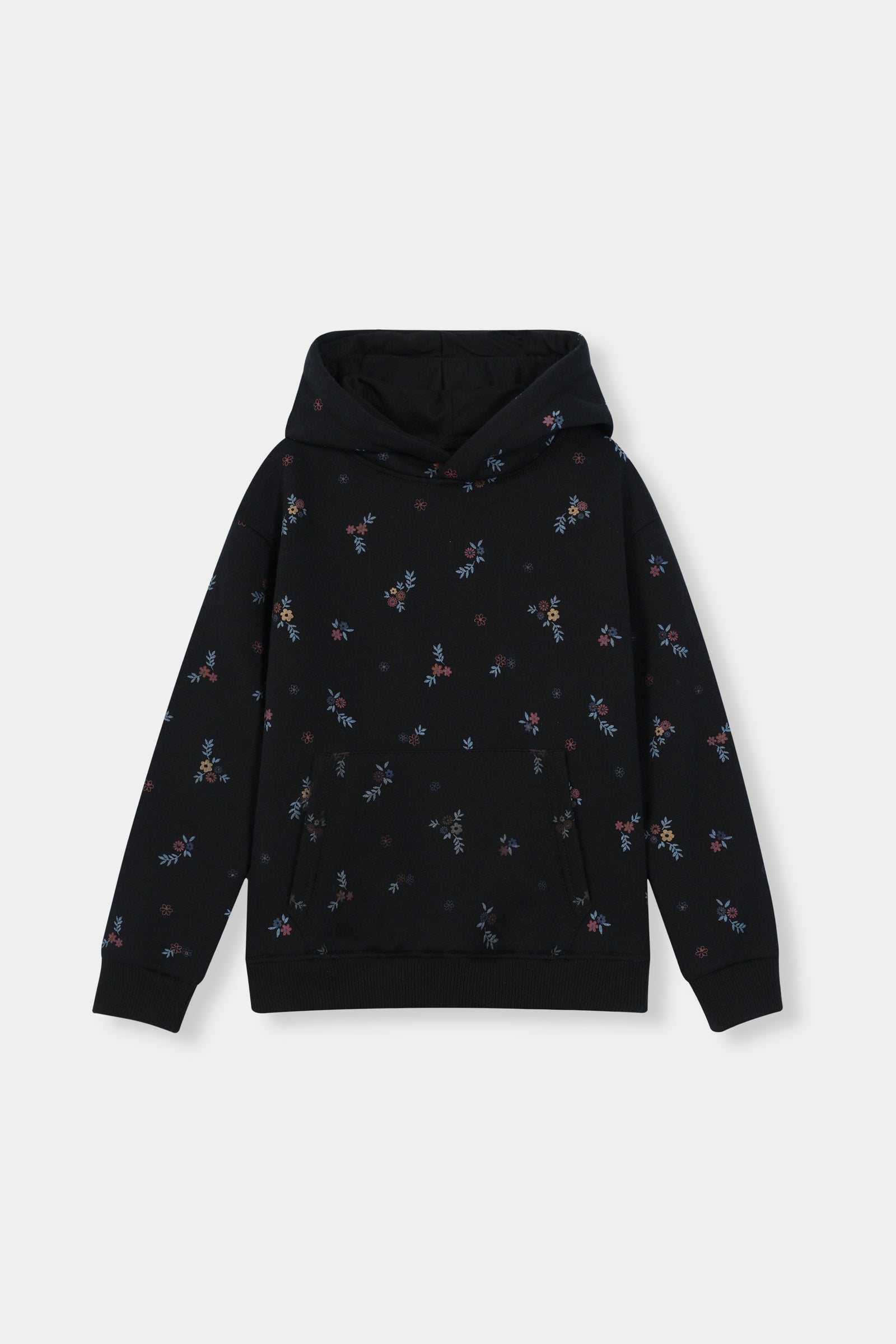 Boys Cozy Floral Black Hoodie and Jogger Set