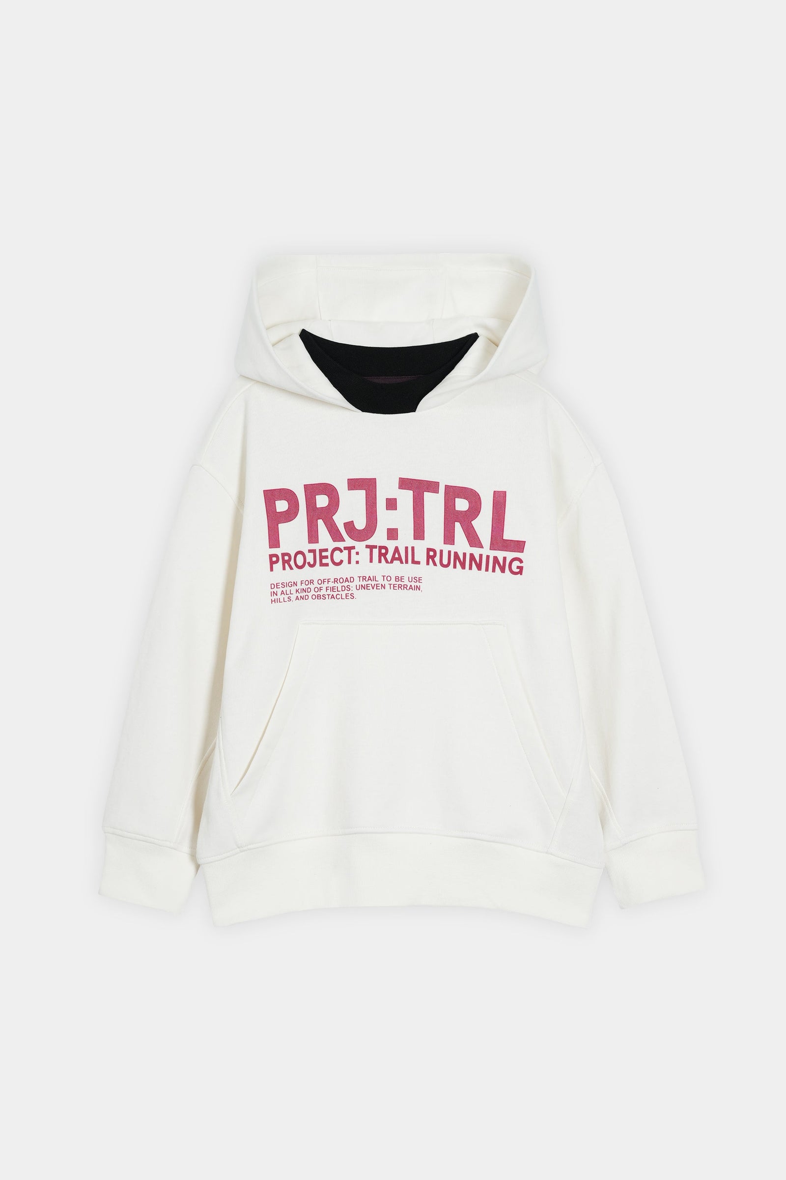 White Hoodie & Joggers Set – "PRJ:TRL Project: Trail Running" Graphic Tracksuit