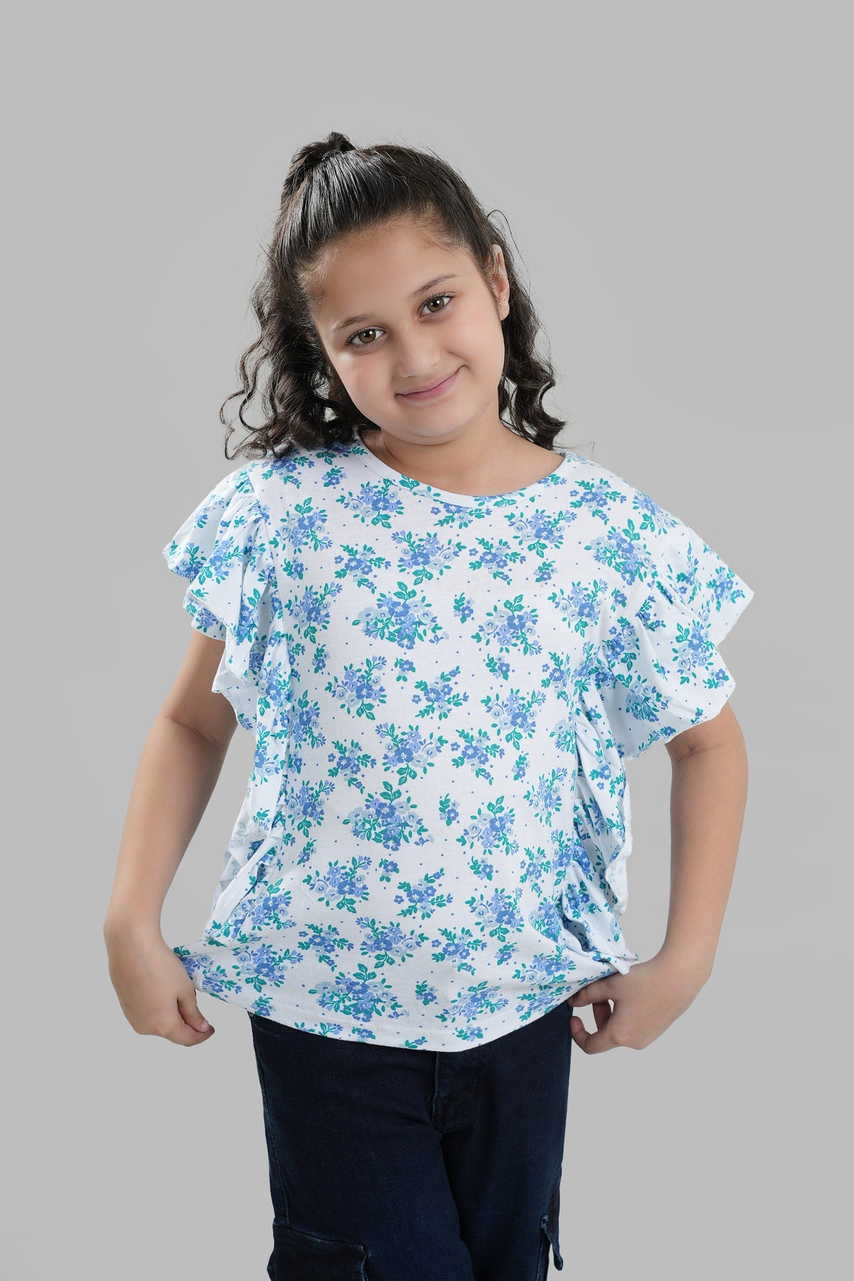 All Over Print Frilled Top