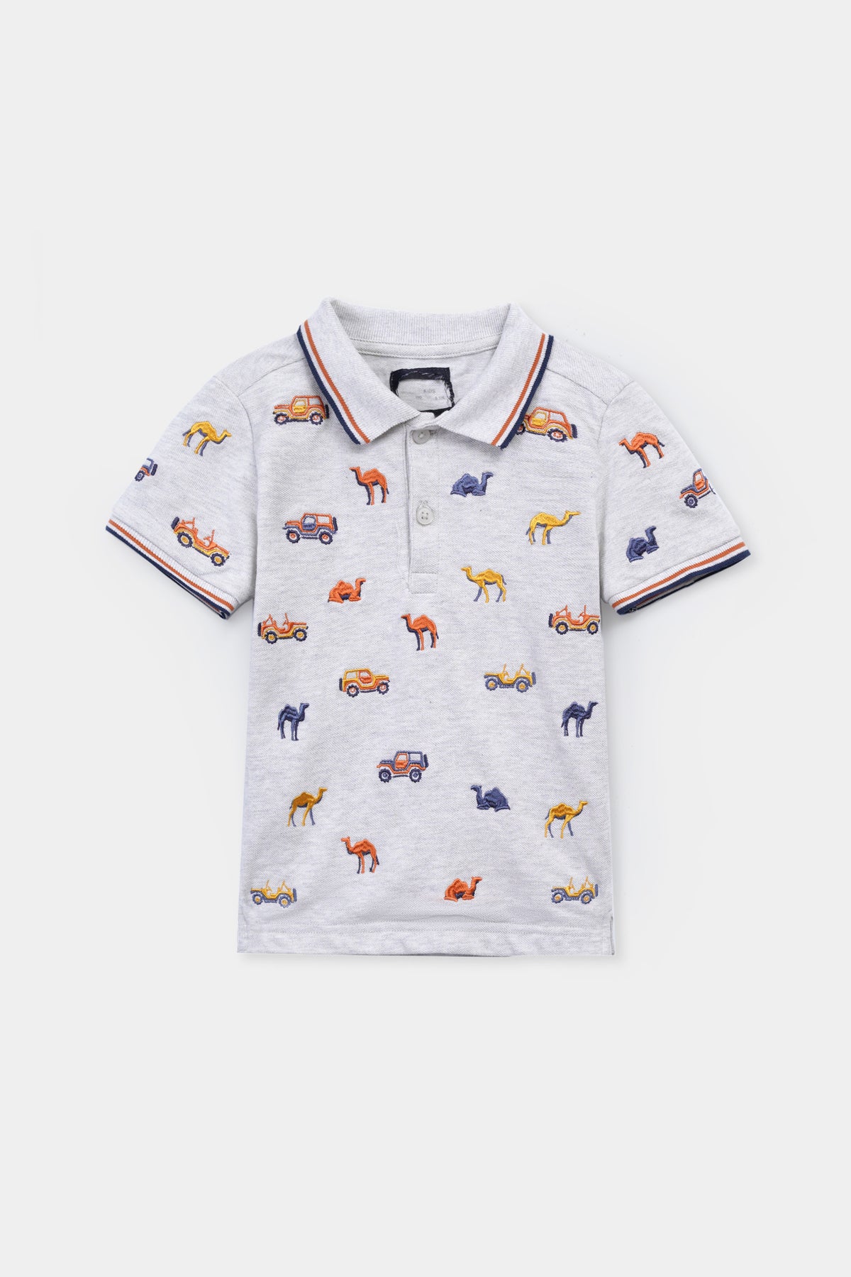 Boys All-Over Embroidered Soft Cotton Polo Shirt