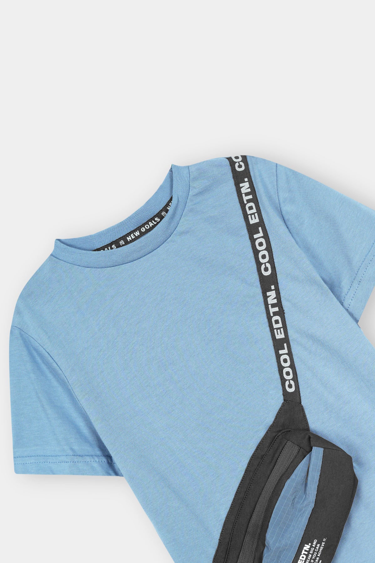 Kids Blue Cotton T-Shirt with Cool Edition Strap Design