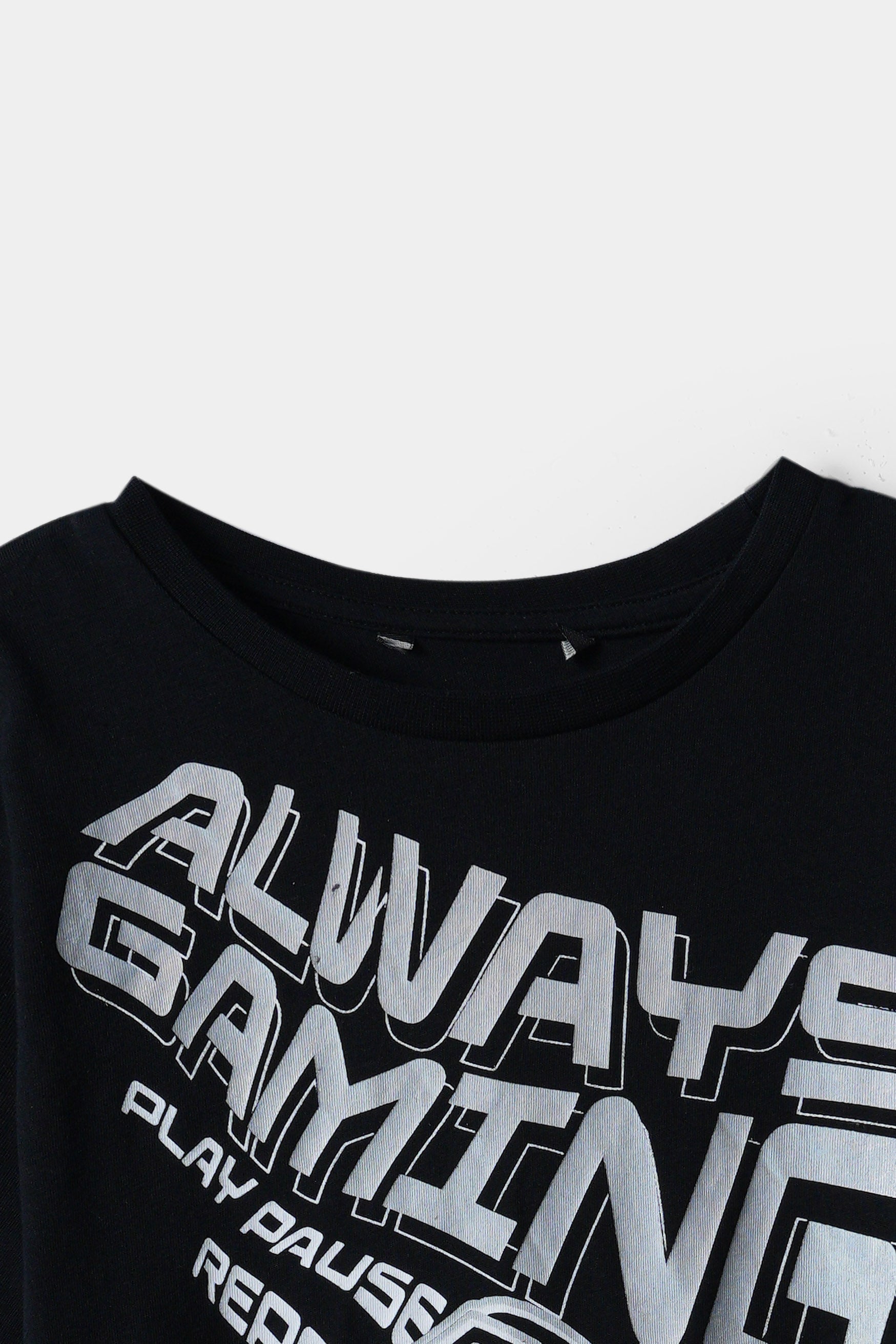 Kids "Always Gaming" Printed Black T-Shirt