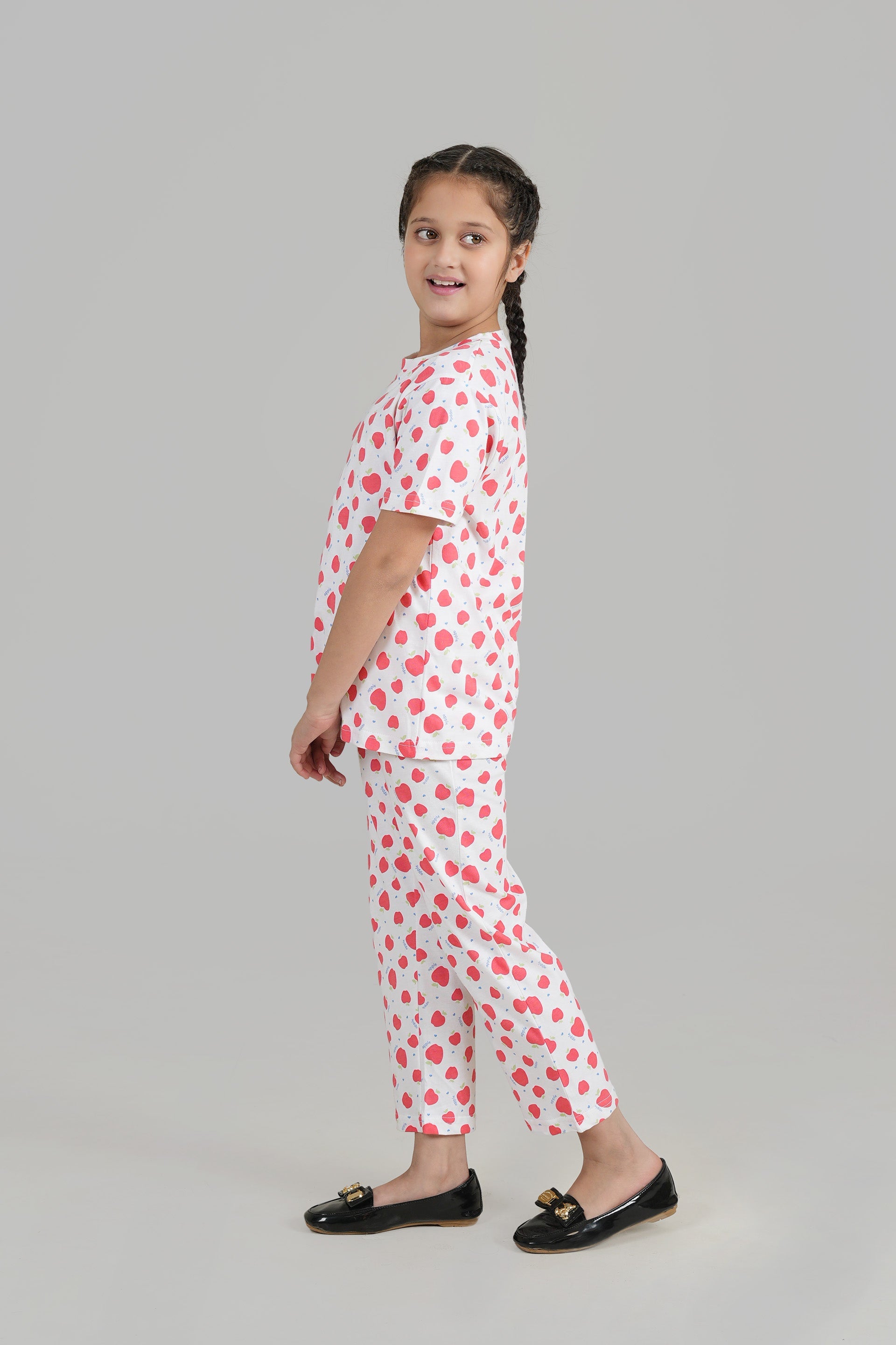 Girls All-Over Printed Soft Cotton Night Suit