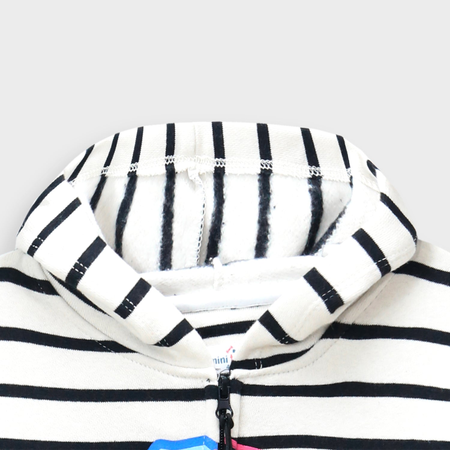 Girls All-Over Stripes Printed Fleece Zipper Hoodie