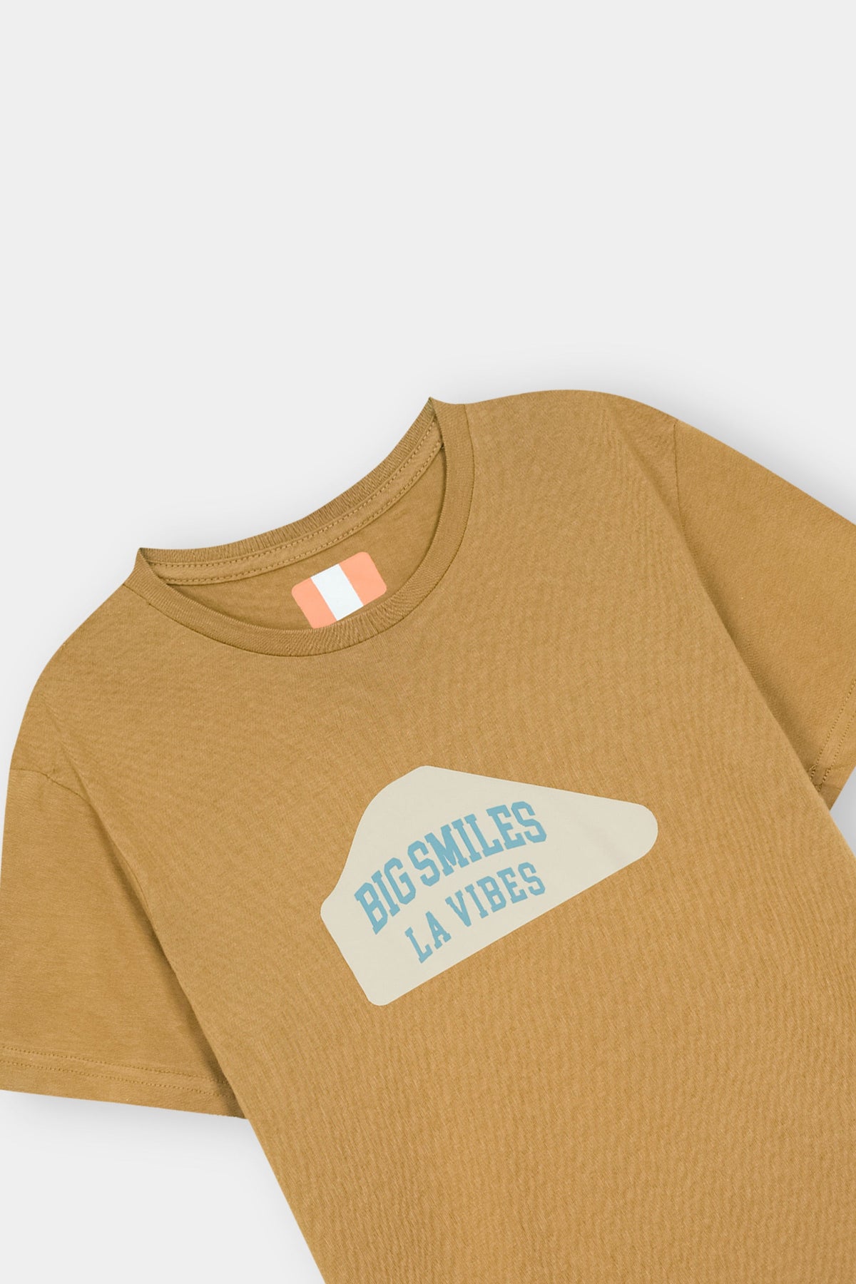 Mustard Graphic Tee with “Big Smiles LA Vibes” Print