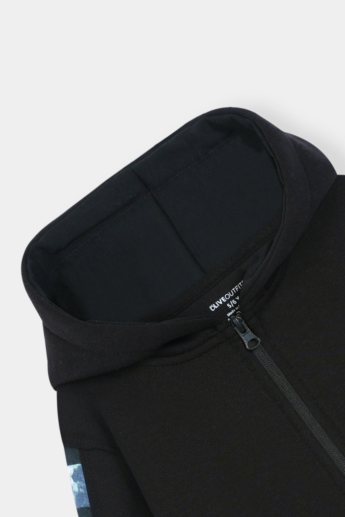 Stylish Black Hoodie and Jogger Set with Blue Checkered Accents For Boys