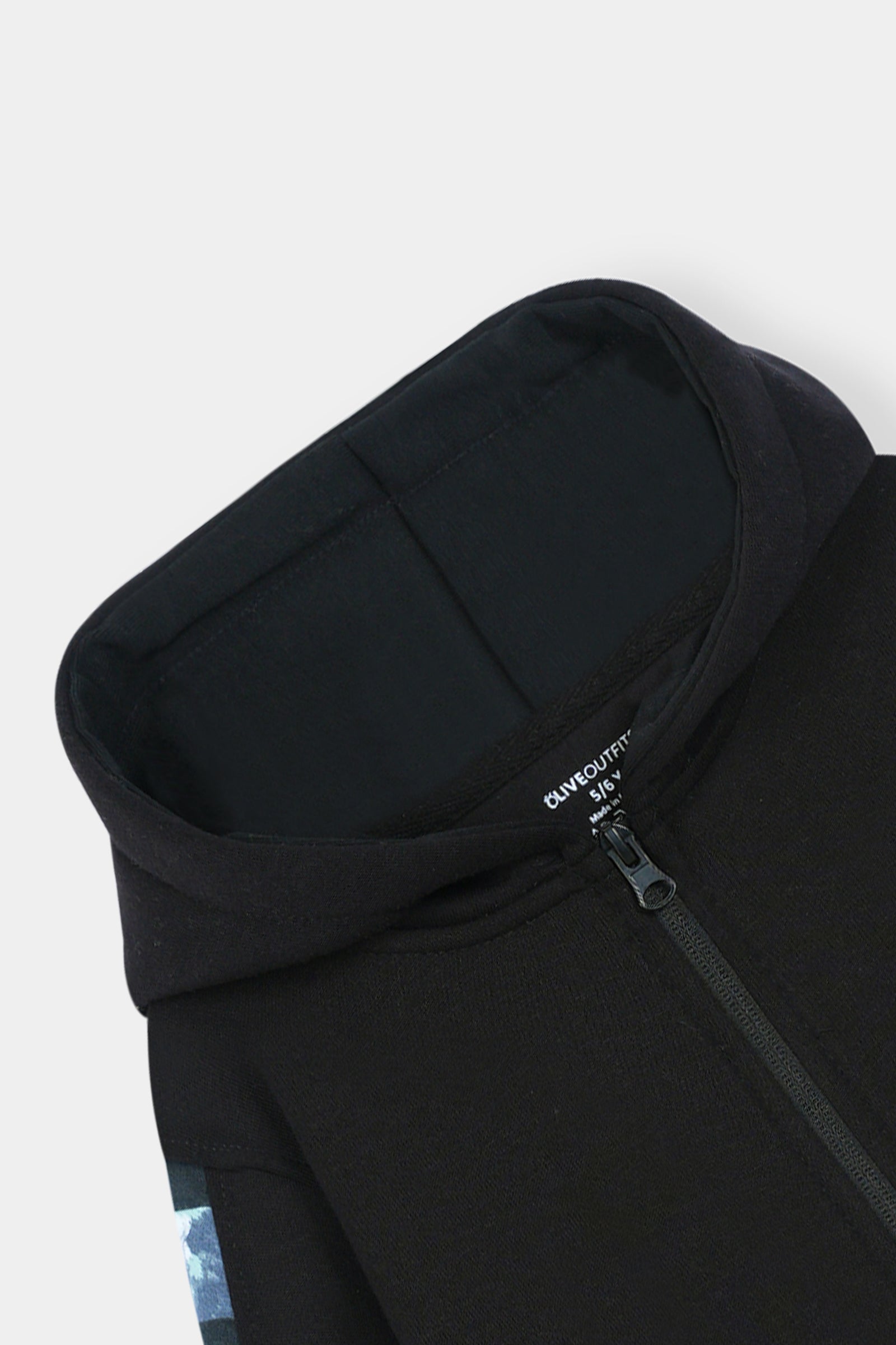 Stylish Black Hoodie and Jogger Set with Blue Checkered Accents For Boys