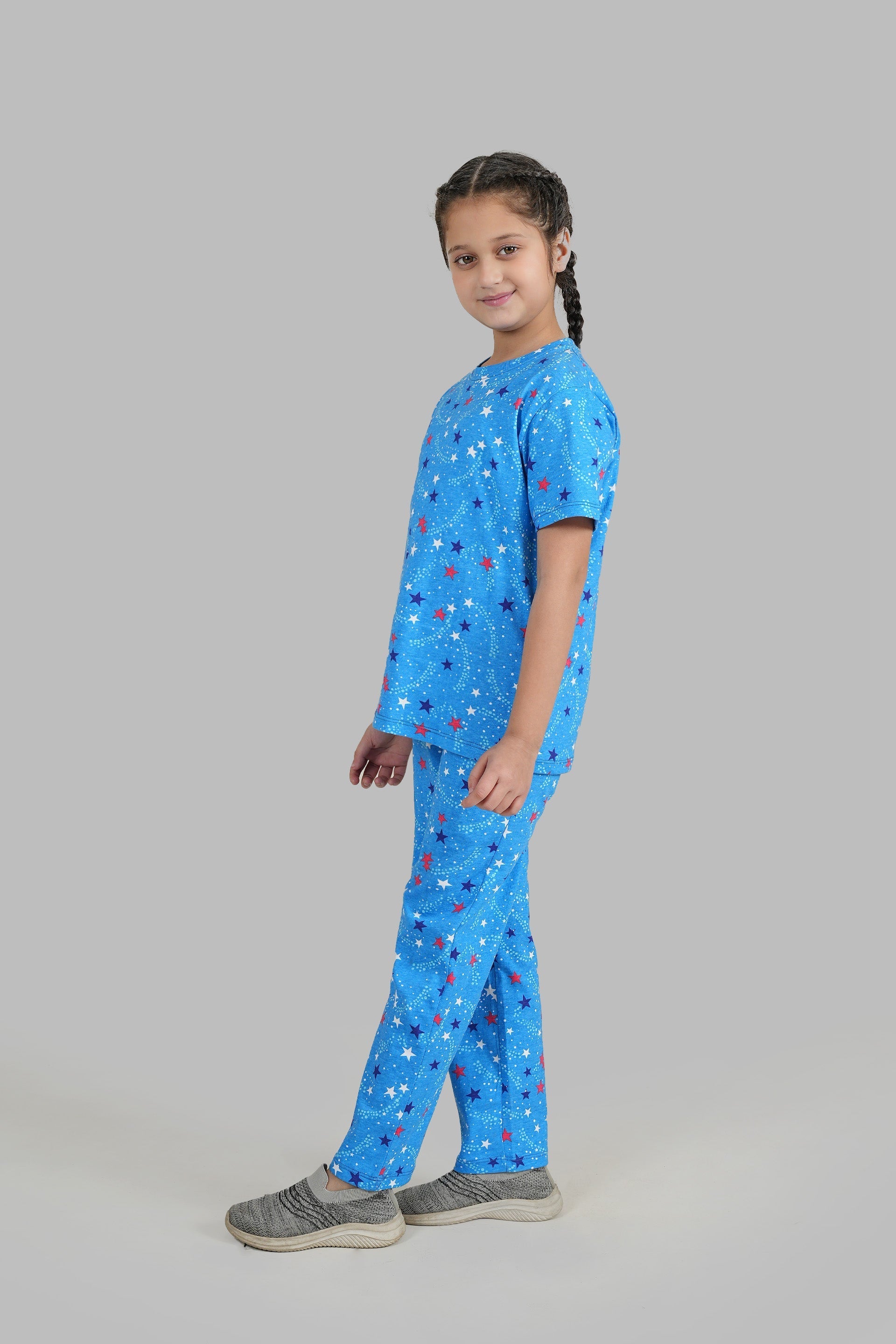 Girls All-Over Printed Soft Cotton Night Suit