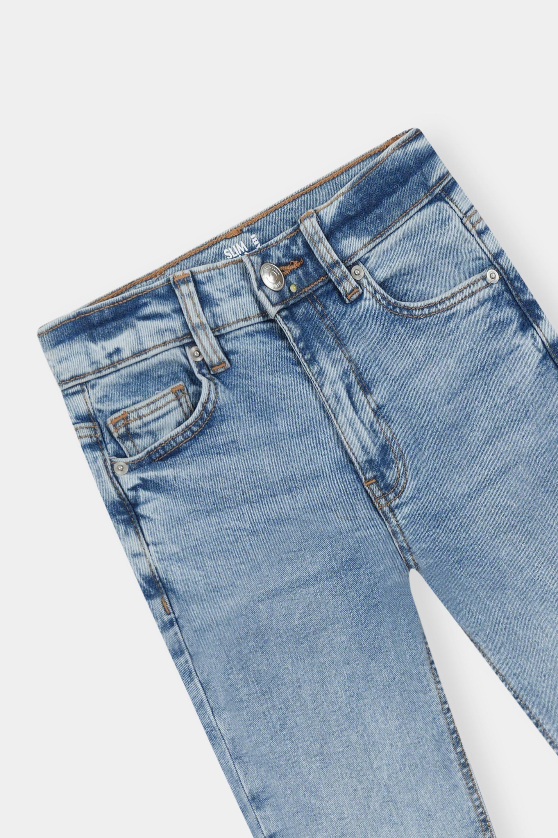 Washed Blue Slim Fit Jeans For Boys