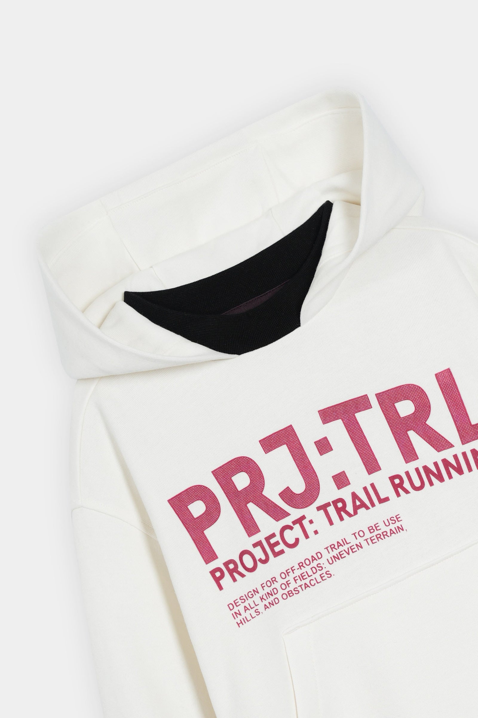 White Hoodie & Joggers Set – "PRJ:TRL Project: Trail Running" Graphic Tracksuit