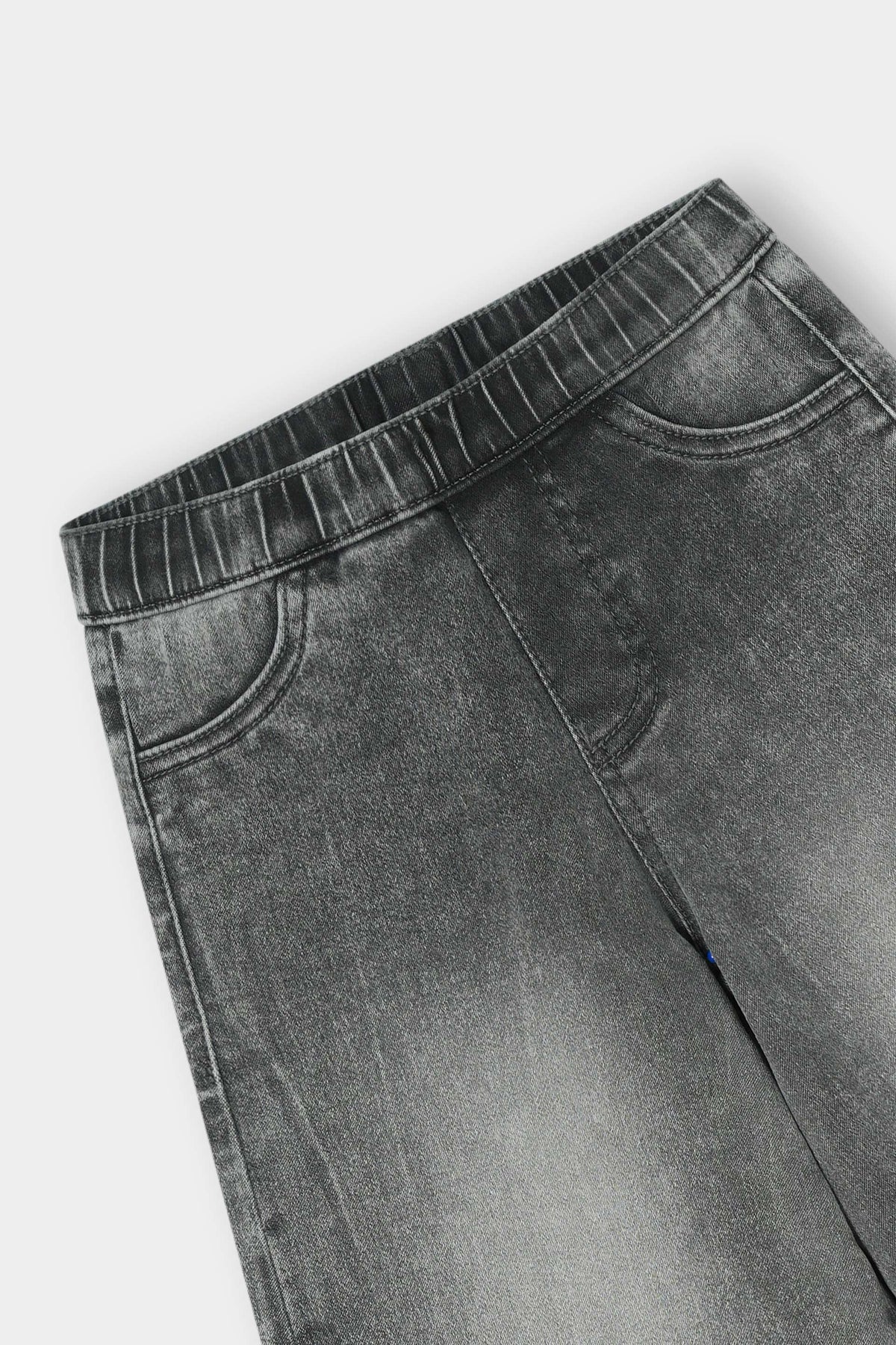 Faded Grey Wide-Leg Denim Jeans for Girls