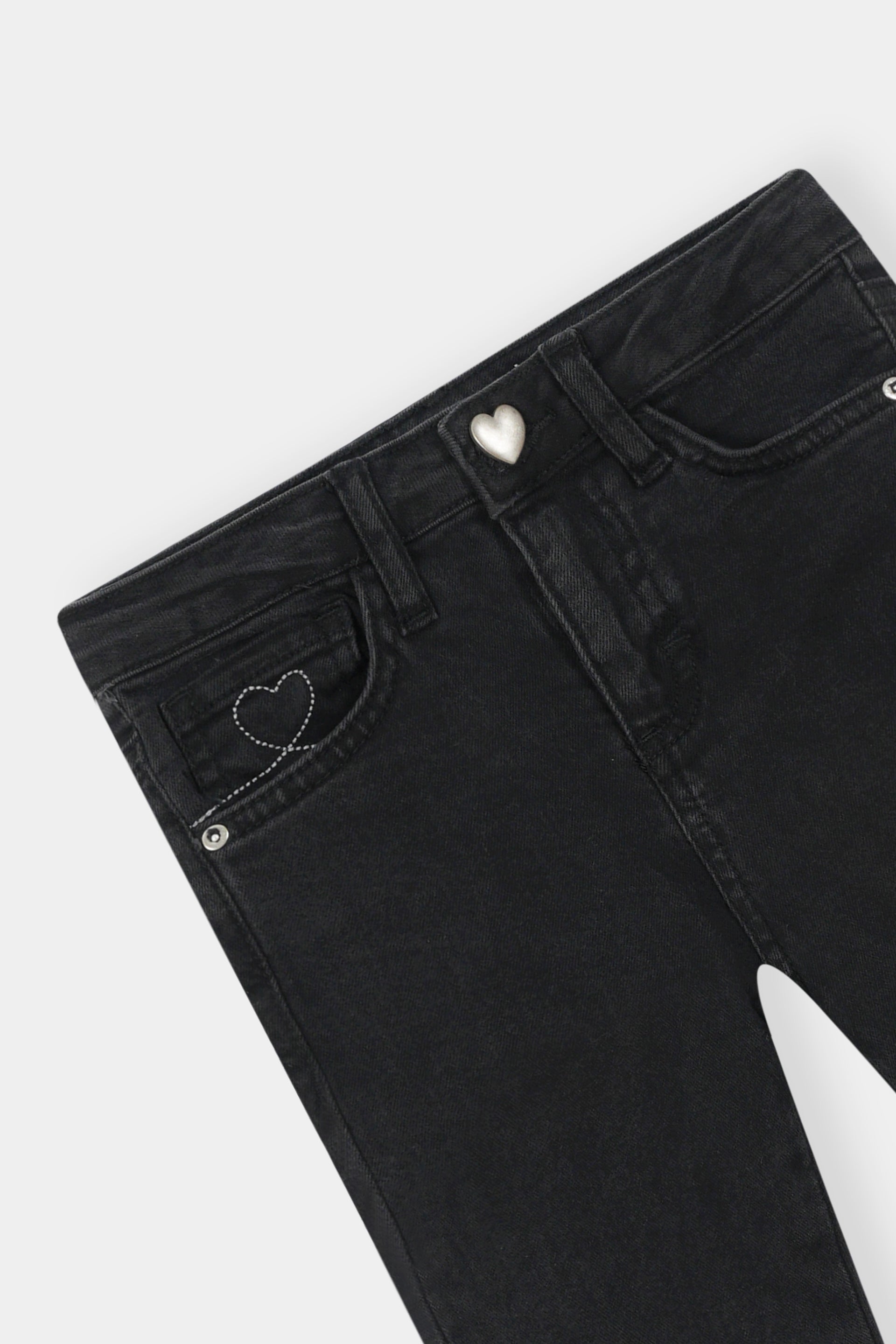 Heart Detail Black Skinny Jeans For Boys