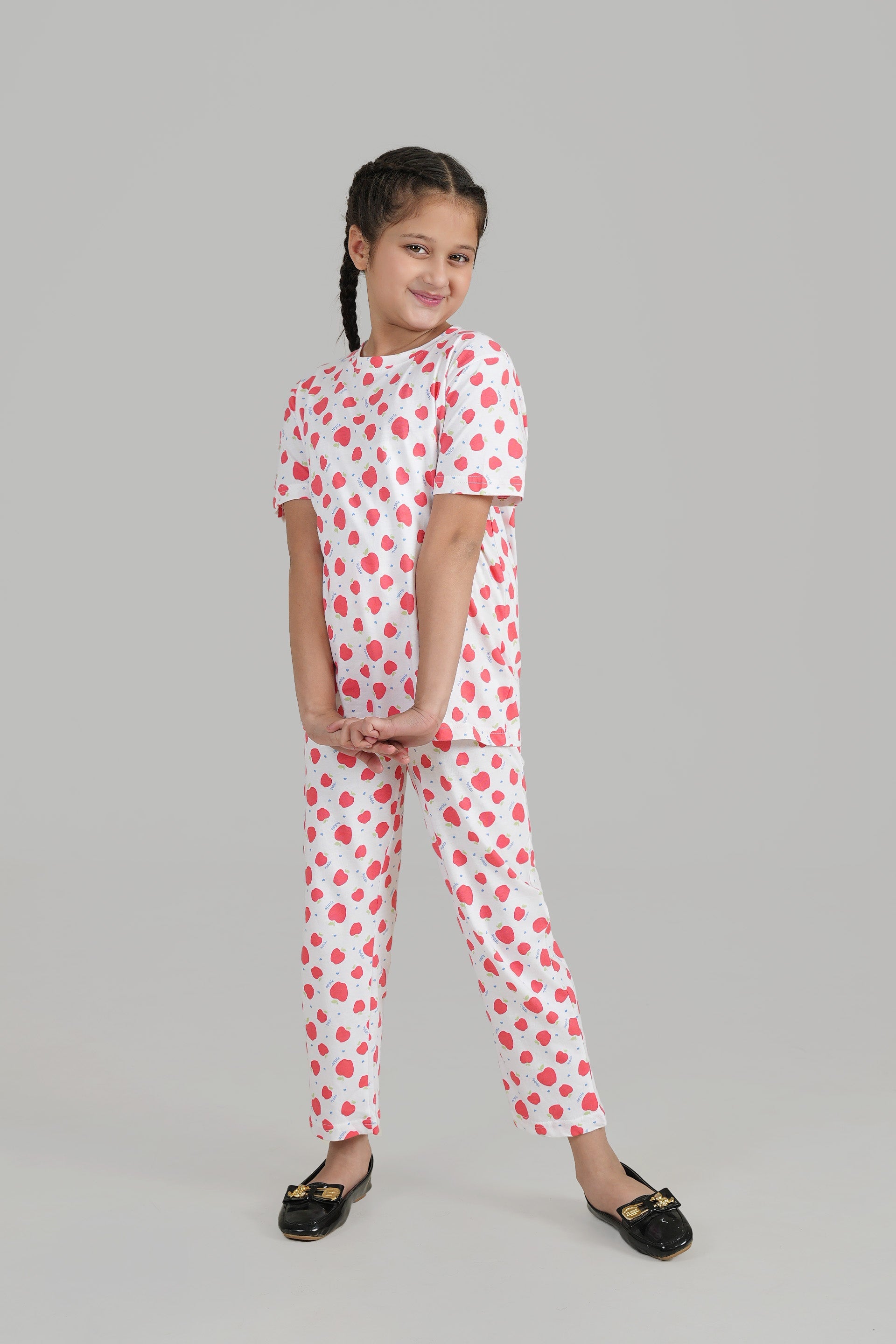 Girls All-Over Printed Soft Cotton Night Suit