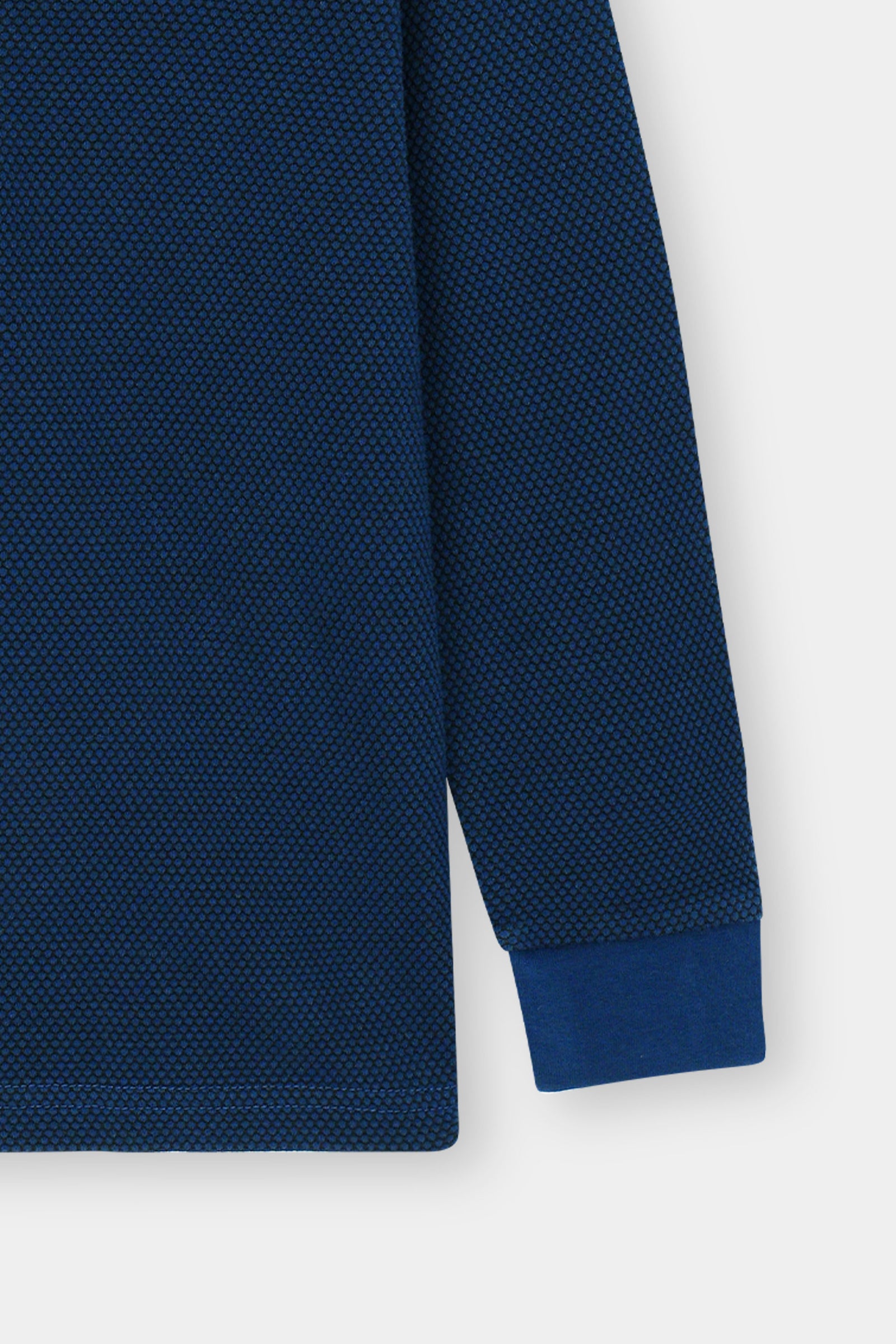 Classic Navy Blue Long-Sleeve Polo Shirt with Zip Neck