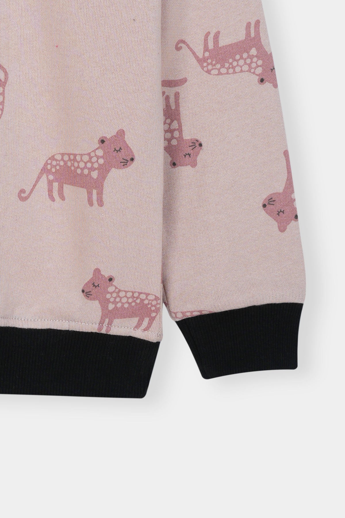 Cozy Jungle Vibes Boys' Set – Pink Tiger Print & Black Joggers