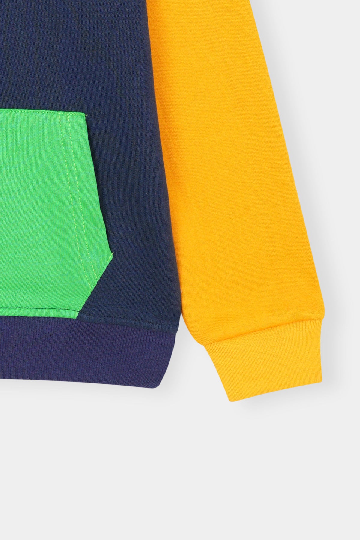Vibrant Colorblock' Hoodie Set – Navy, Yellow & Green Pop